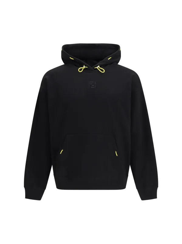 Hooded Cotton Sweatshirt Black made by Fendi