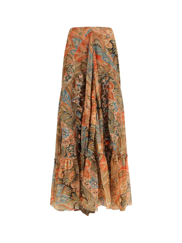 Long Silk Skirt with Paisley made by Etro