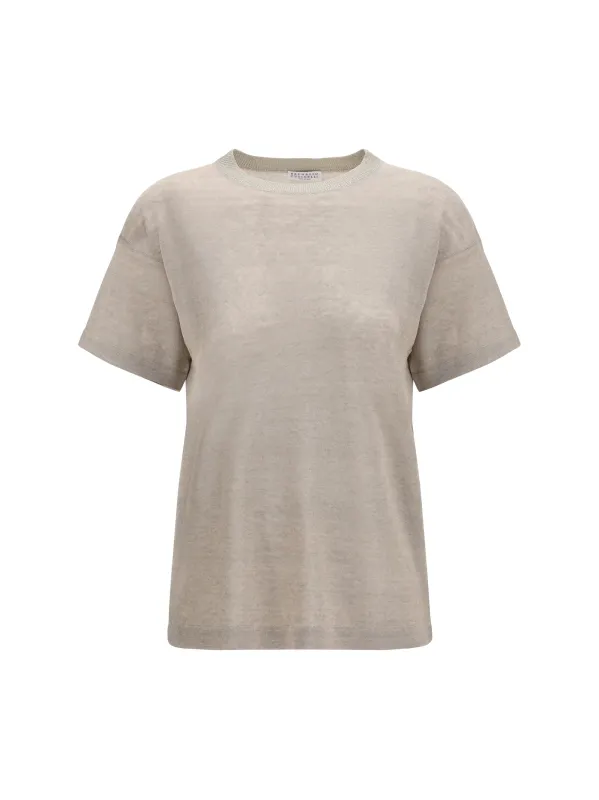 T-Shirt Crewneck Short-Sleeve Linen made by Brunello Cucinelli