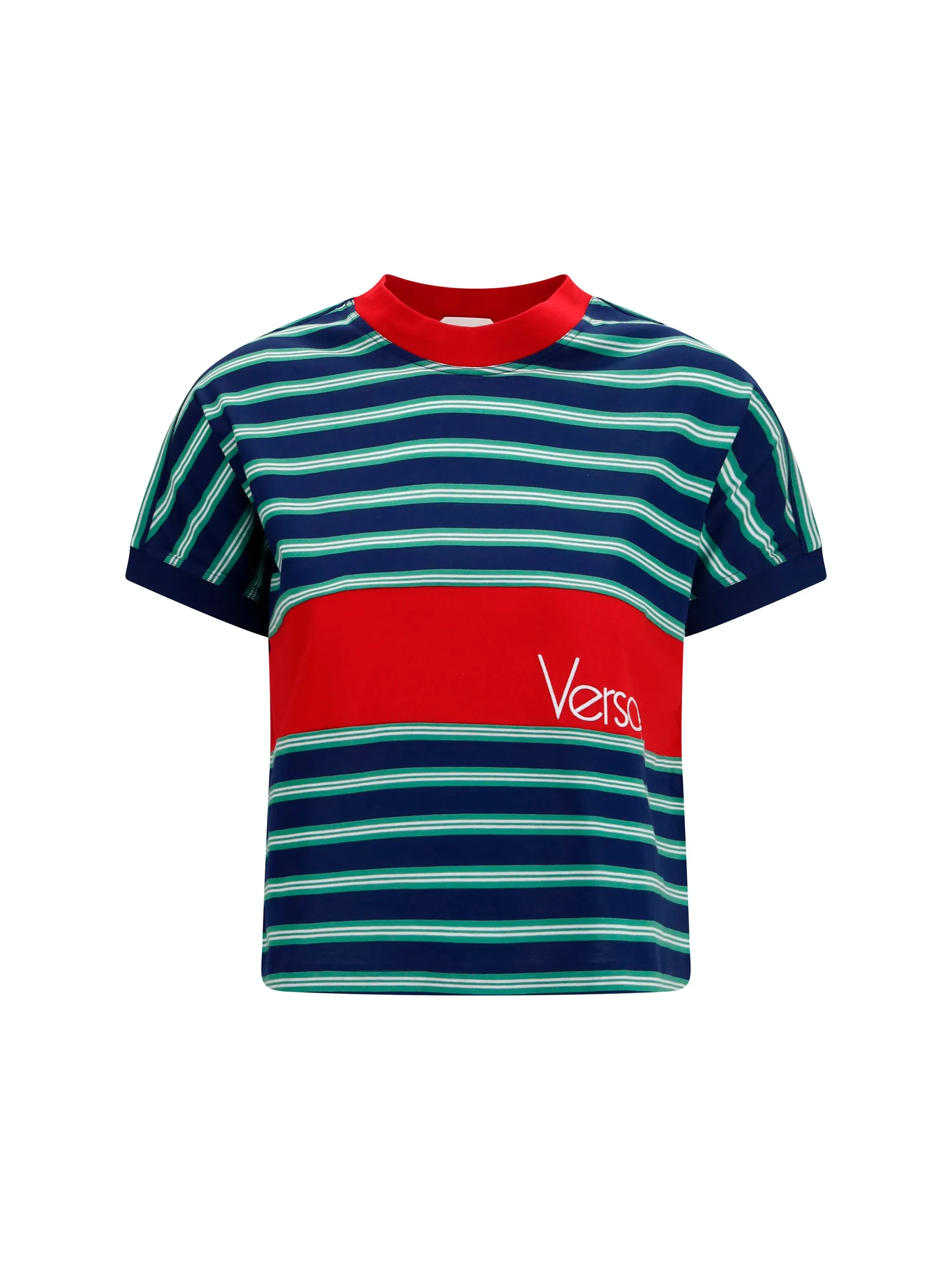 T-shirt Striped Cotton Ink/Grass Green/White sold by Lord & Taylor