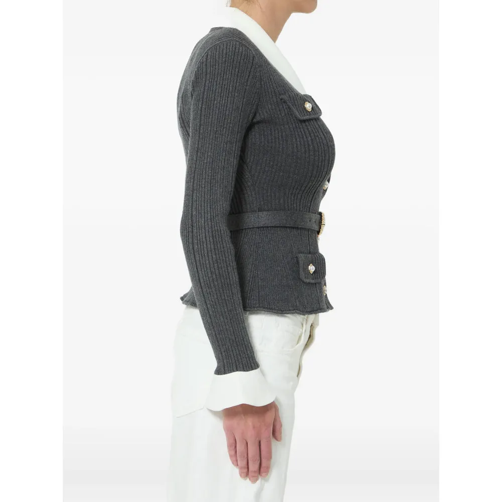 Ribbed Knit Cardigan Grey sold by Lord & Taylor product image thumbnail 3