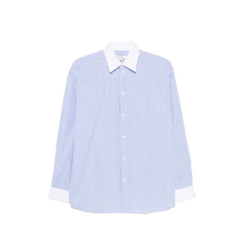 Shirt Cotton White/Blue made by Sporty and Rich