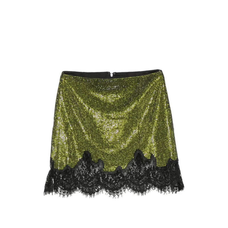 Skirt Green Sequin Lace Trim made by Self-Portrait