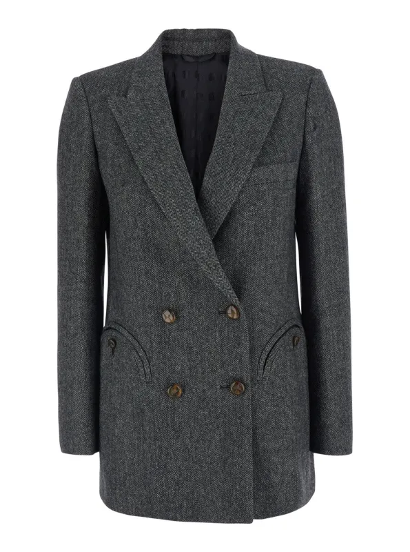 Double-Breasted Jacket Grey Wool Blend made by Blaze Milano