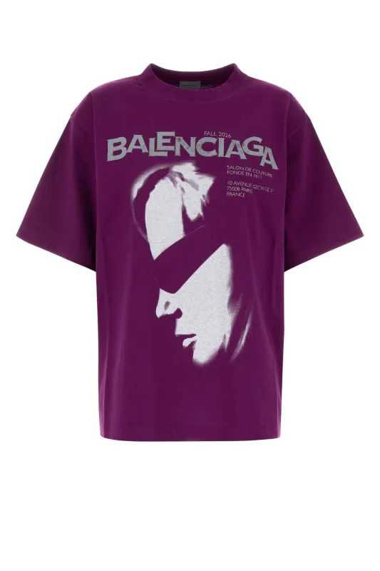 PURPLE COTTON OVERSIZE T-SHIRT made by Balenciaga