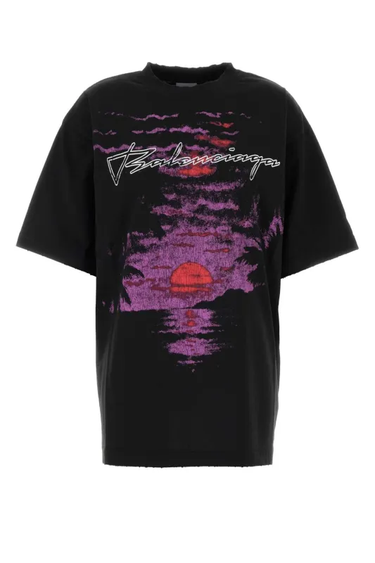 BLACK COTTON OVERSIZE T-SHIRT made by Balenciaga