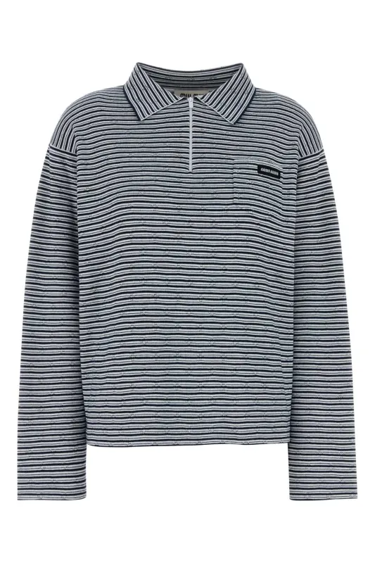 EMBROIDERED COTTON BLEND POLO SHIRT made by Miu Miu