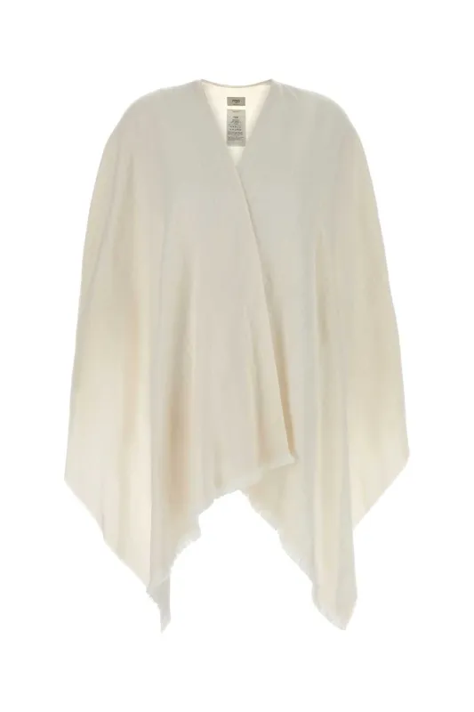IVORY WOOL BLEND CAPE made by Fendi