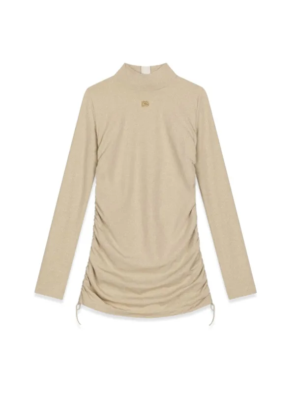 Long Sleeve Dress Gold made by Dolce & Gabanna