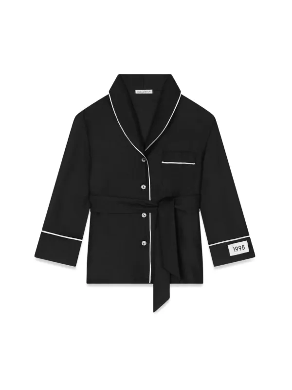 Shirt Robe with Belt Black Silk made by Dolce & Gabanna