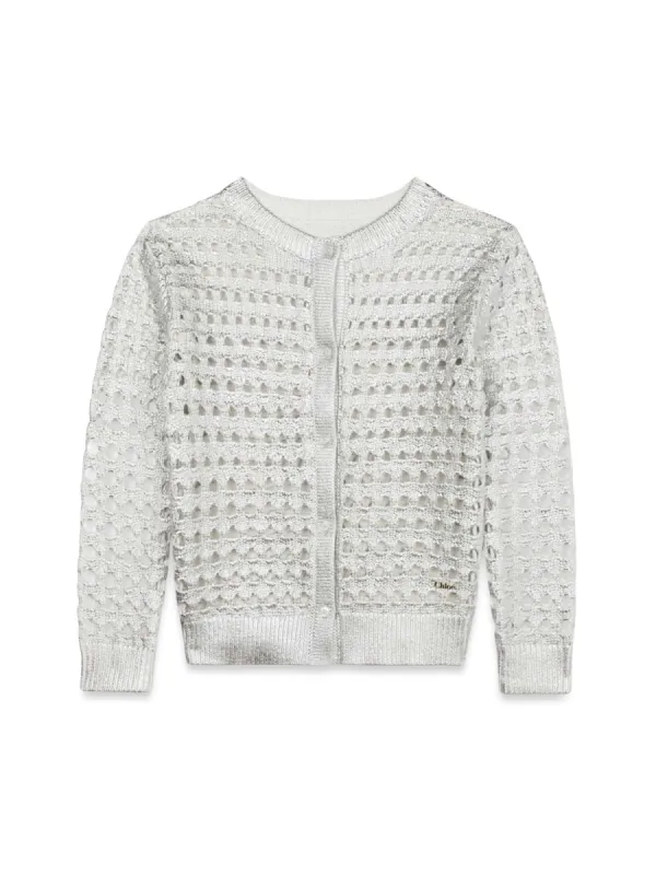 Knitted Cotton Cardigan Silver made by Chloe