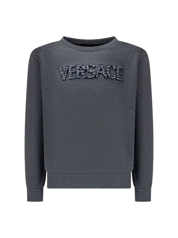 Sweatshirt With Cocco Logo Embroidery Grey made by Versace
