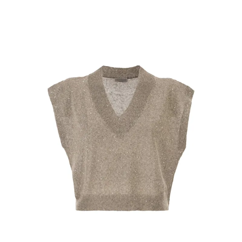 Waistcoat Neutrals Linen Blend made by Brunello Cucinelli