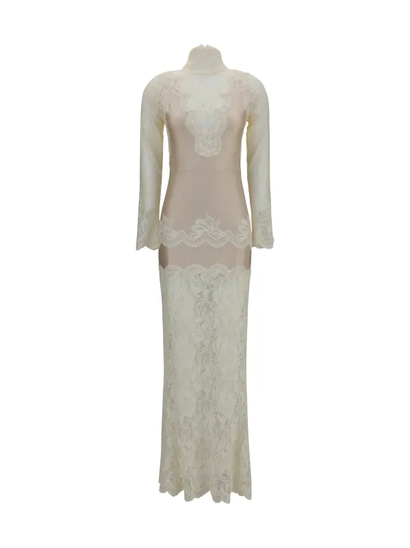 Dress, Lace and Jersey, Ivory made by Rabanne