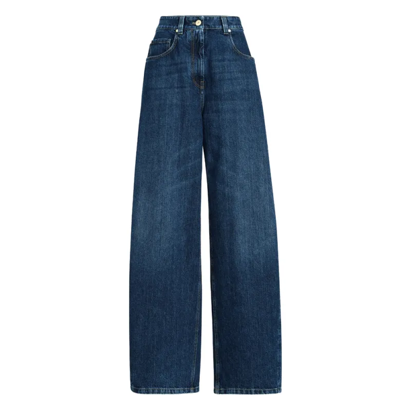 Wide-Leg Jeans Blue made by Brunello Cucinelli