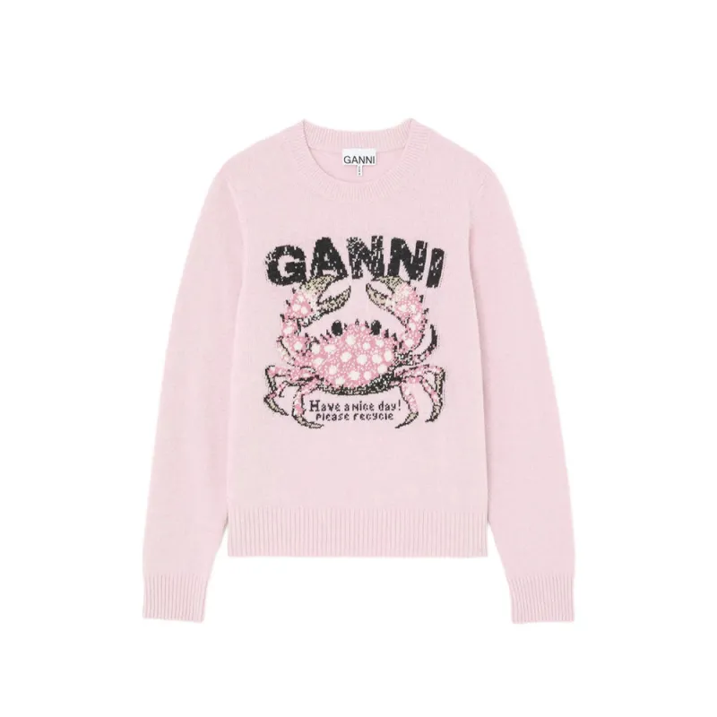 Sweatshirt Crew Neck Pink made by Ganni