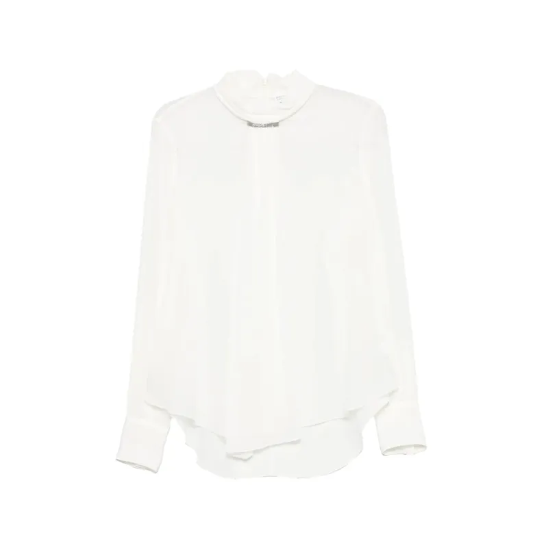 Shirt in White Silk made by Brunello Cucinelli
