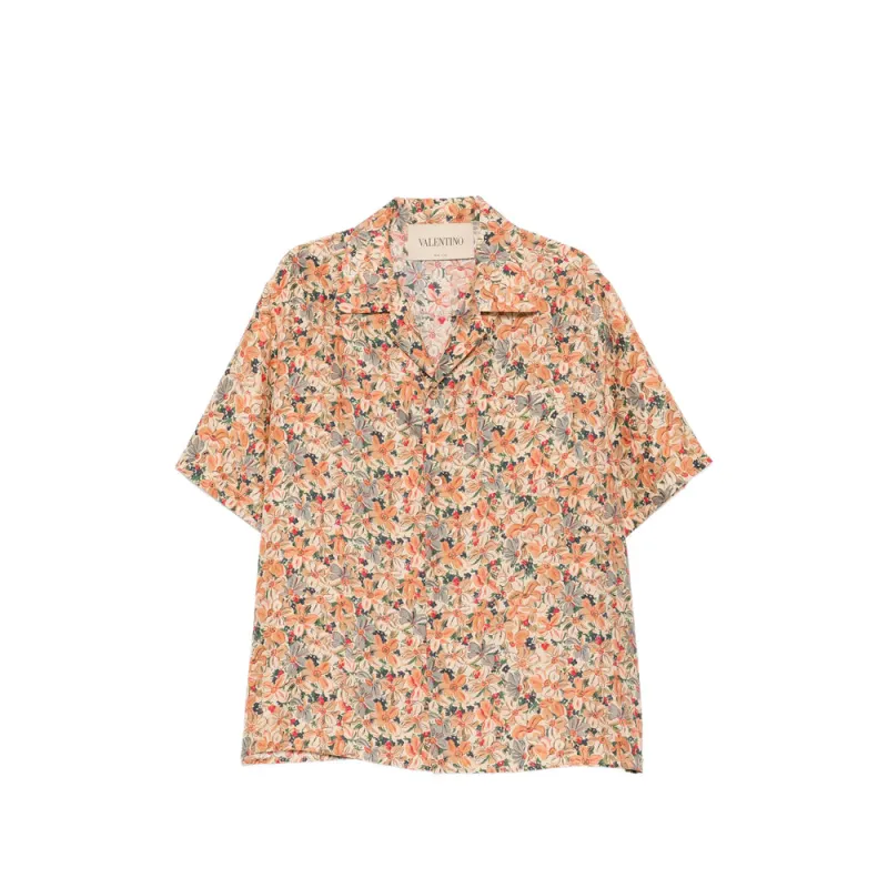 Silk Camp-Collar Shirt — Neutrals made by Valentino
