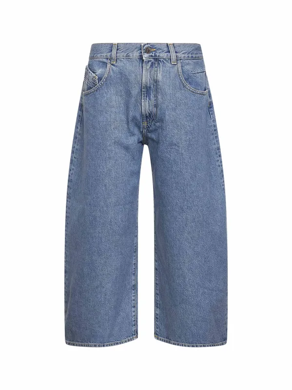 Sky Blue Cropped Wide Leg Jeans made by The Attico