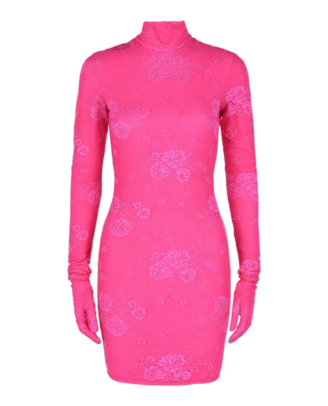 Floral Lace Mini Dress with Gloves made by Balenciaga