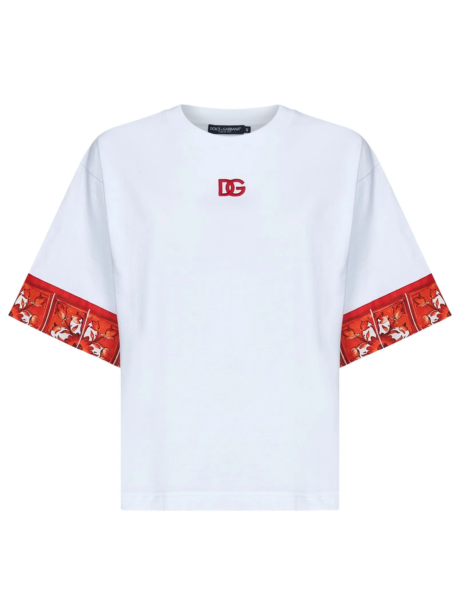 Jersey T-shirt with Maiolica-Print Scarf, White sold by Lord & Taylor