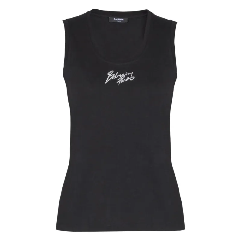 Black Cotton Brush Print T-Shirt made by Balmain