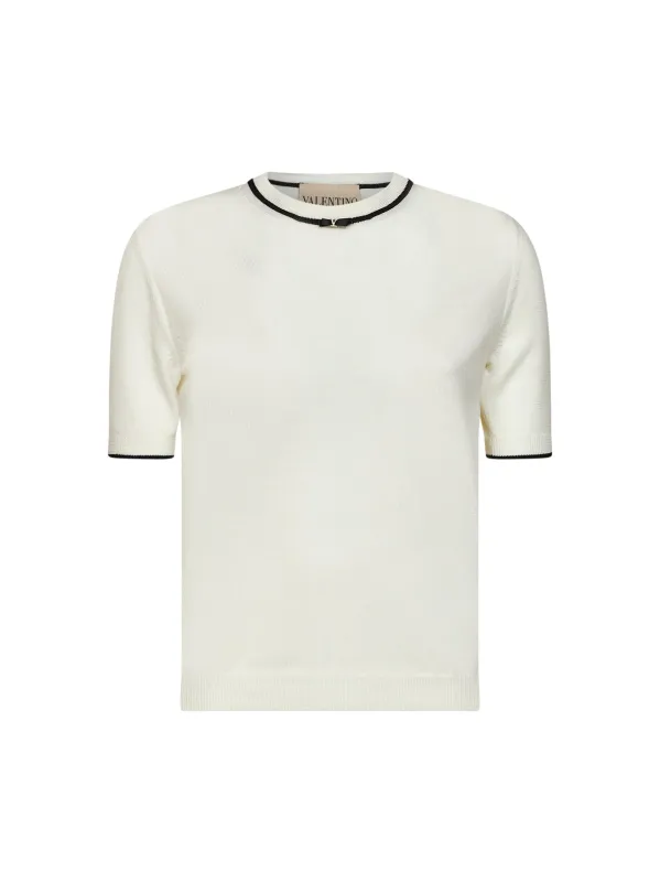 Wool Sweater with VLogo Ivory made by Valentino