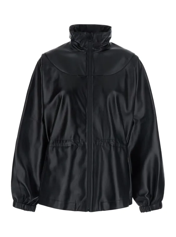 Leather High Collar Jacket Black made by Givenchy