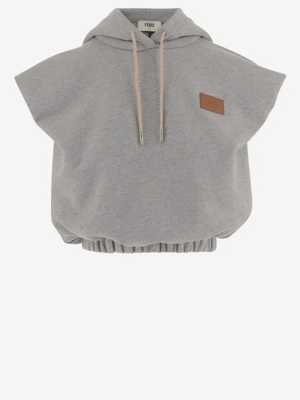 Cotton Hooded Sweatshirt Grey made by Fendi