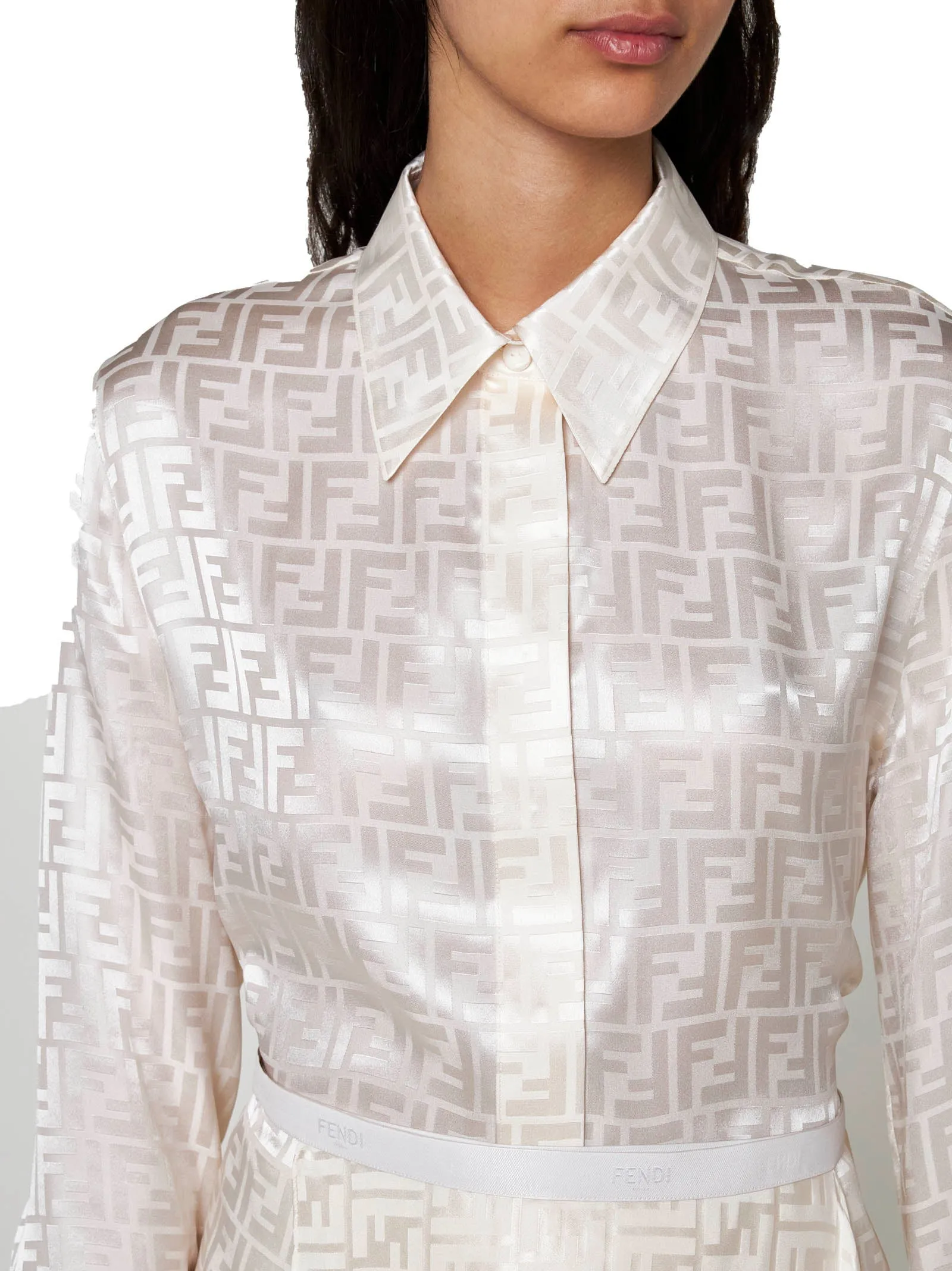 White FF Silk Shirt sold by Lord & Taylor product image thumbnail 5