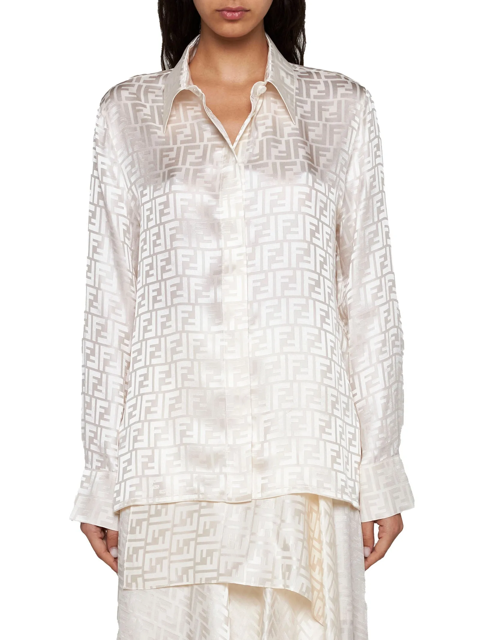 White FF Silk Shirt sold by Lord & Taylor product image thumbnail 3