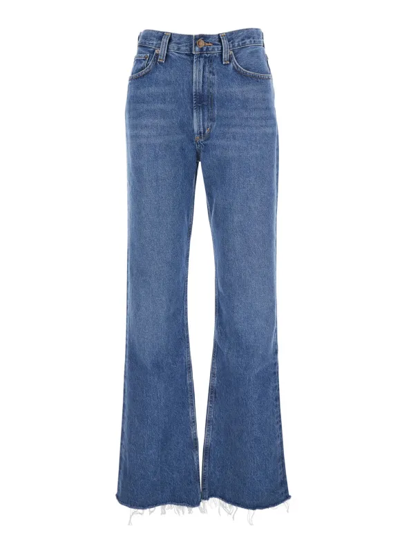 Blue Flared Leg Jeans with Logo Patch made by Agolde