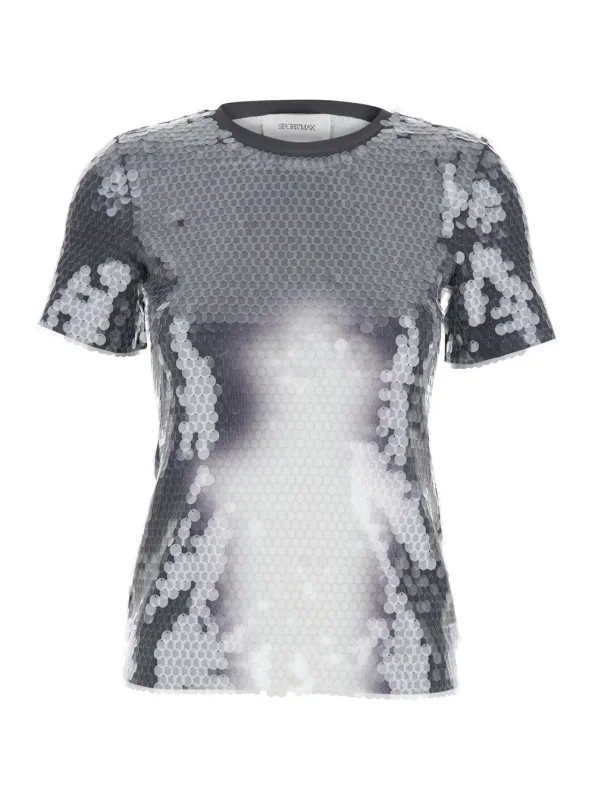 Grey T-Shirt with Sequins made by Sportmax