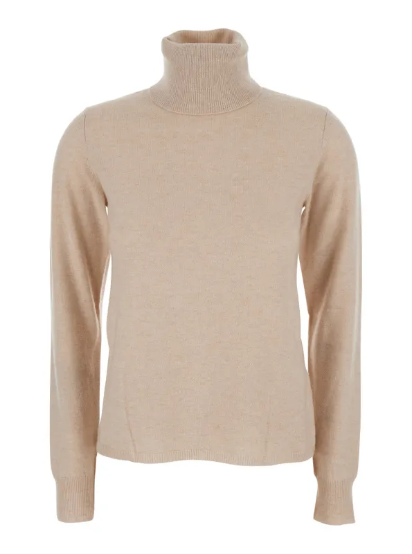 Beige Wool Sweater with Turtleneck made by MaxMara