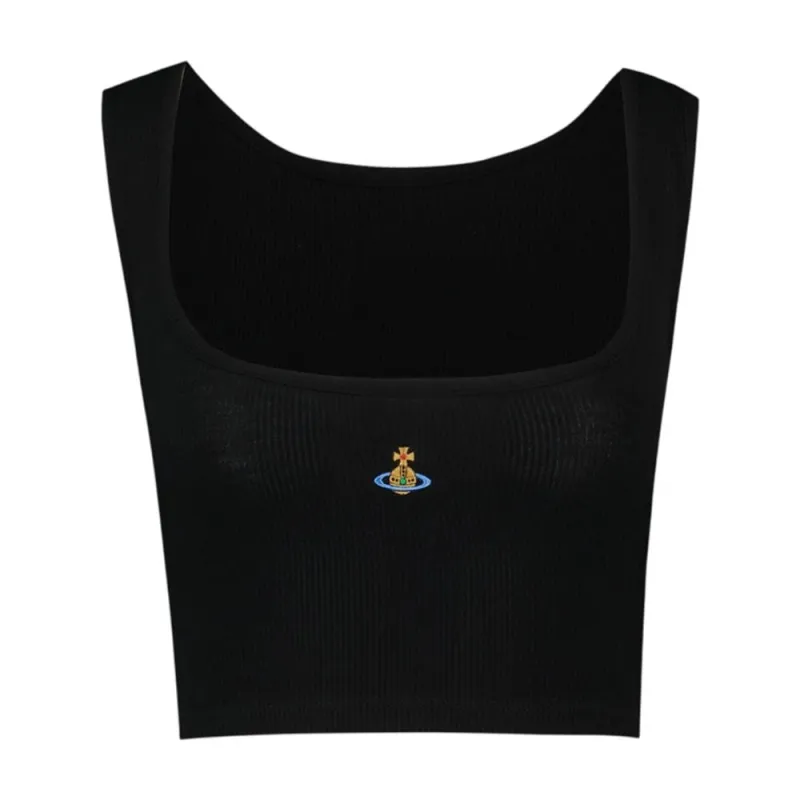 CROPPED RIBBED TANK TOP –  – VISCOSE – BLACK made by Vivienne Westwood