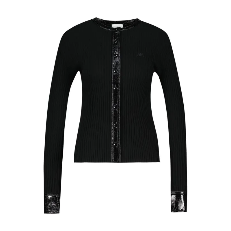 CONTRASTED CARDIGAN - - WOOL - BLACK made by Courreges