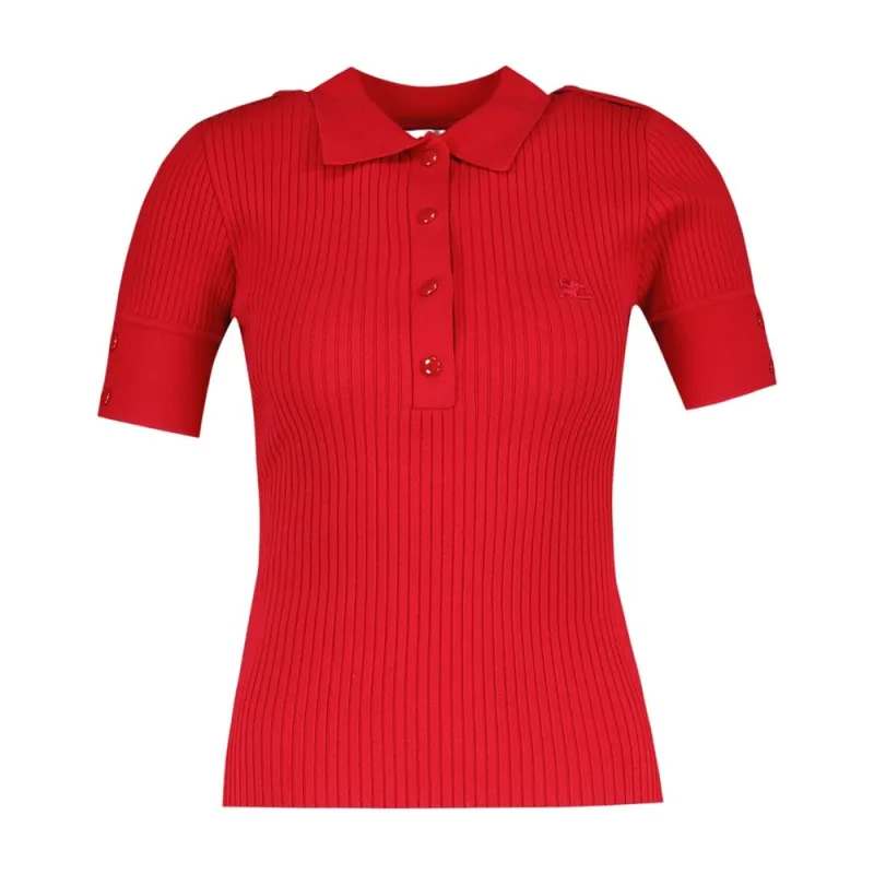 SS POLO SWEATER -  - COTTON - RED made by Courreges