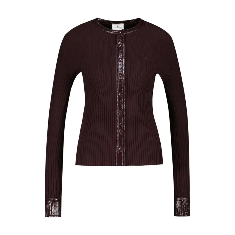 CONTRASTED CARDIGAN - - WOOL - BURGUNDY made by Courreges