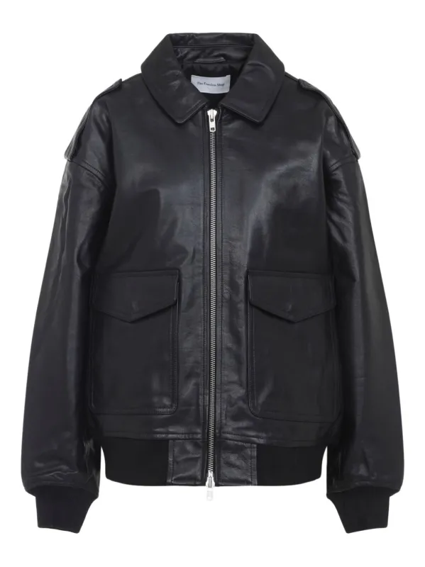 BLACK LEATHER JACKET made by Frankie Shop