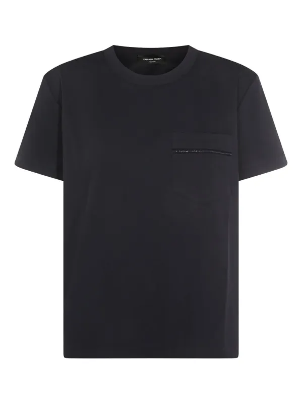 NAVY VISCOSE POLYAMIDE ELASTANE T-SHIRT made by Fabiana Filippi