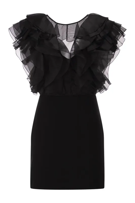 MXECLORO - SILK MINI DRESS WITH RUFFLE DETAILING made by MaxMara