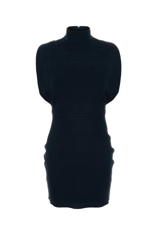 NAVY BLUE STRETCH VISCOSE BLEND MINI DRESS made by Alaia