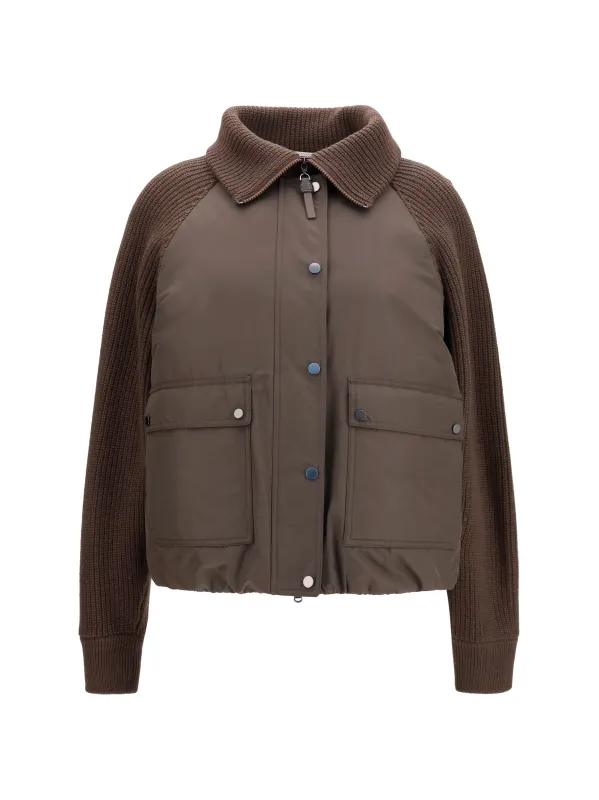 Down Jacket With Wool Sleeves made by Brunello Cucinelli