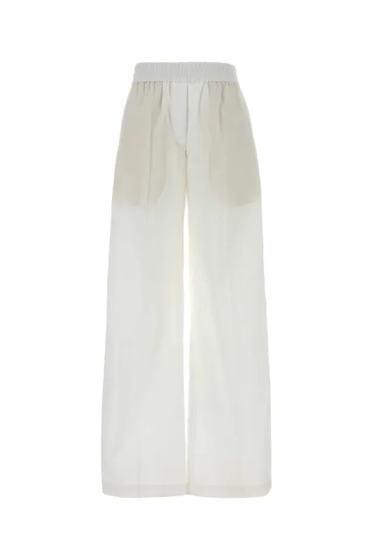 WHITE COTTON BLEND WIDE-LEG PANT made by Brunello Cucinelli