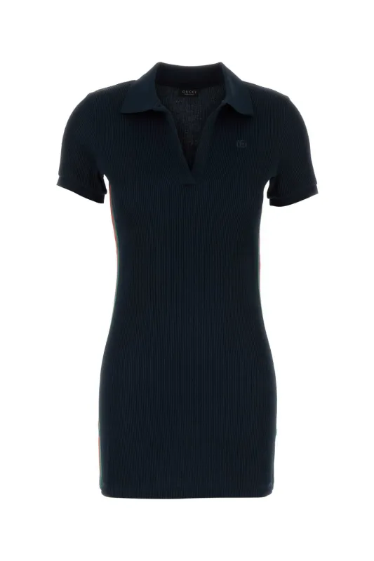 NAVY BLUE JERSEY POLO DRESS made by Gucci