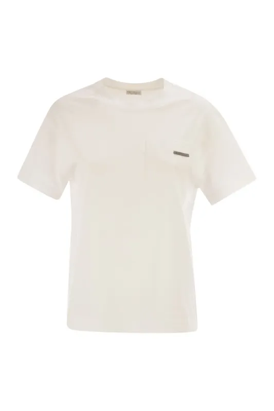 WHITE COTTON T-SHIRT made by Brunello Cucinelli