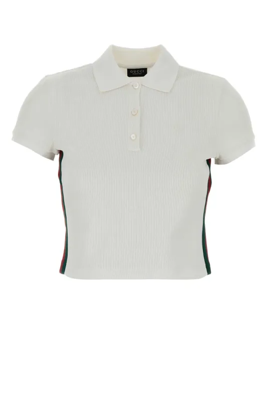 WHITE JERSEY POLO SHIRT made by Gucci
