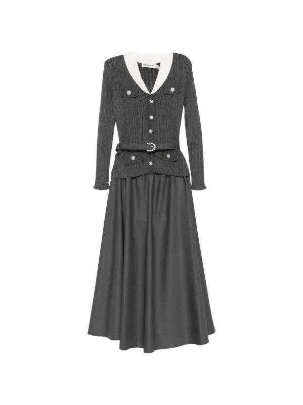 SELF-PORTRAIT BELTED RIBBED-KNIT MIDI DRESS made by Self-Portrait