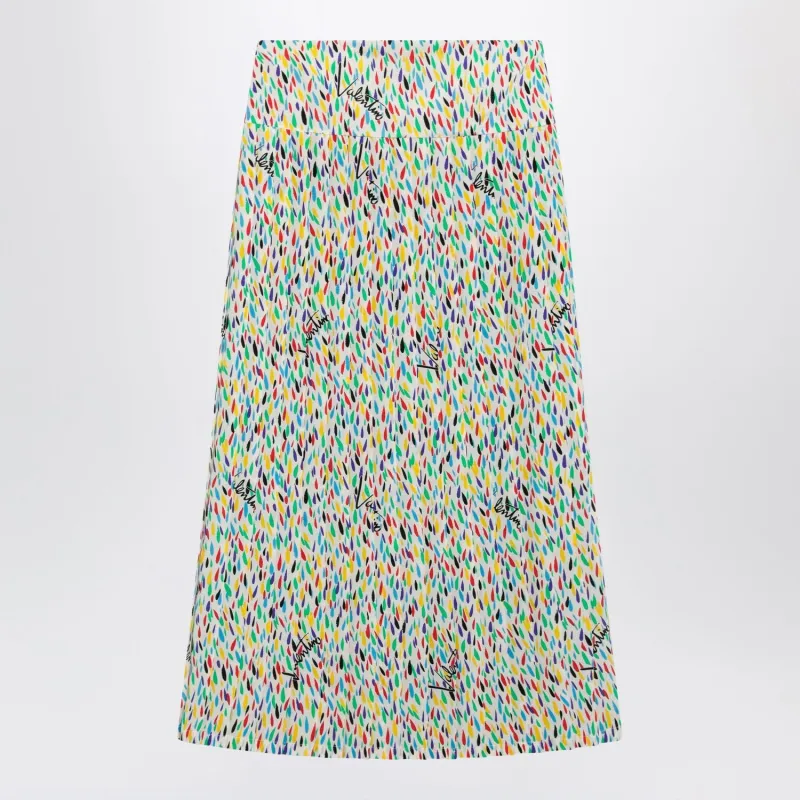 MULTICOLORED PLEATED SILK MIDI SKIRT made by Valentino Garavani