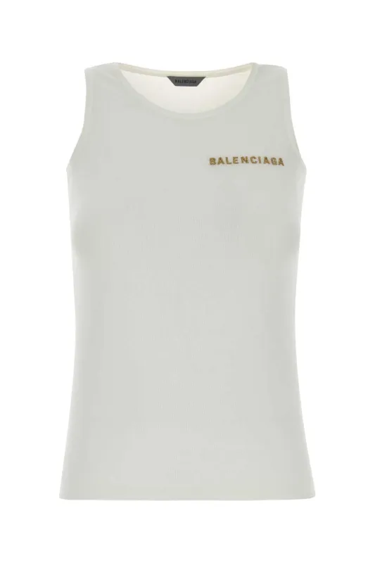 WHITE COTTON BLEND TANK TOP made by Balenciaga
